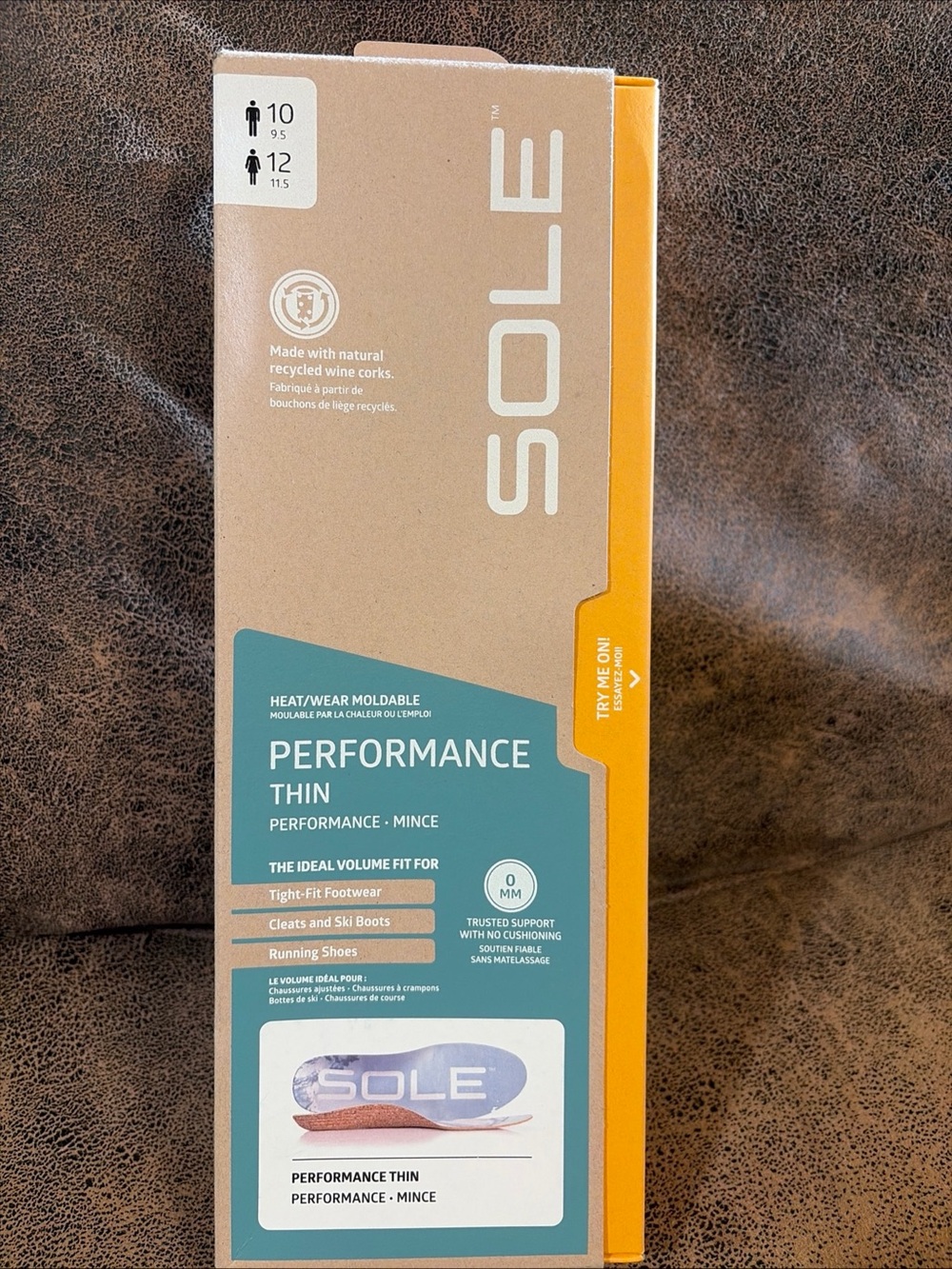 SOLE Performance Thin Insoles - Custom Moldable, Mens 10/Womens 12